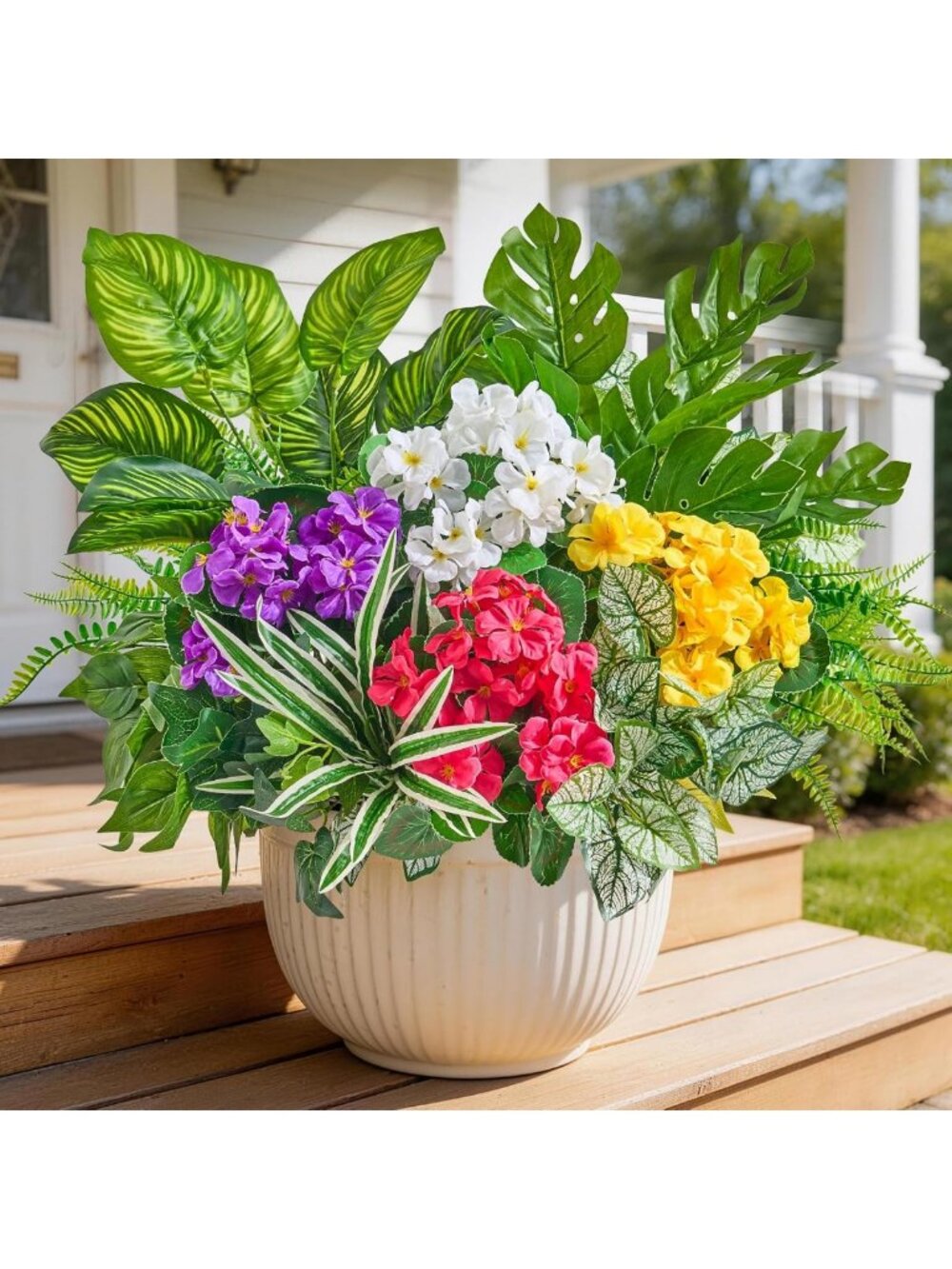 15 Bundles UV Resistant Faux Plants & Flowers for Outdoor Garden Decor